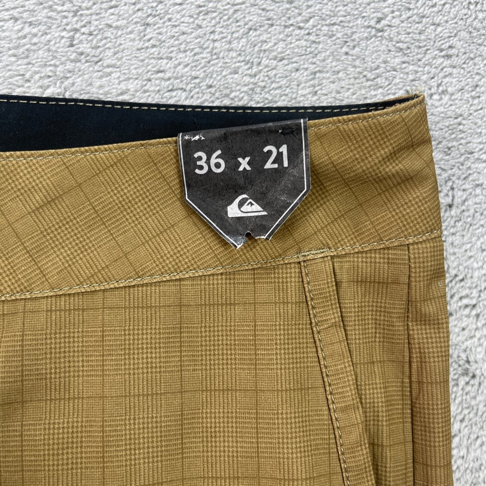Quiksilver Amphibian Shorts Men 36 Brown Grid Hybrid Boardshorts Stretch - Picture 4 of 11